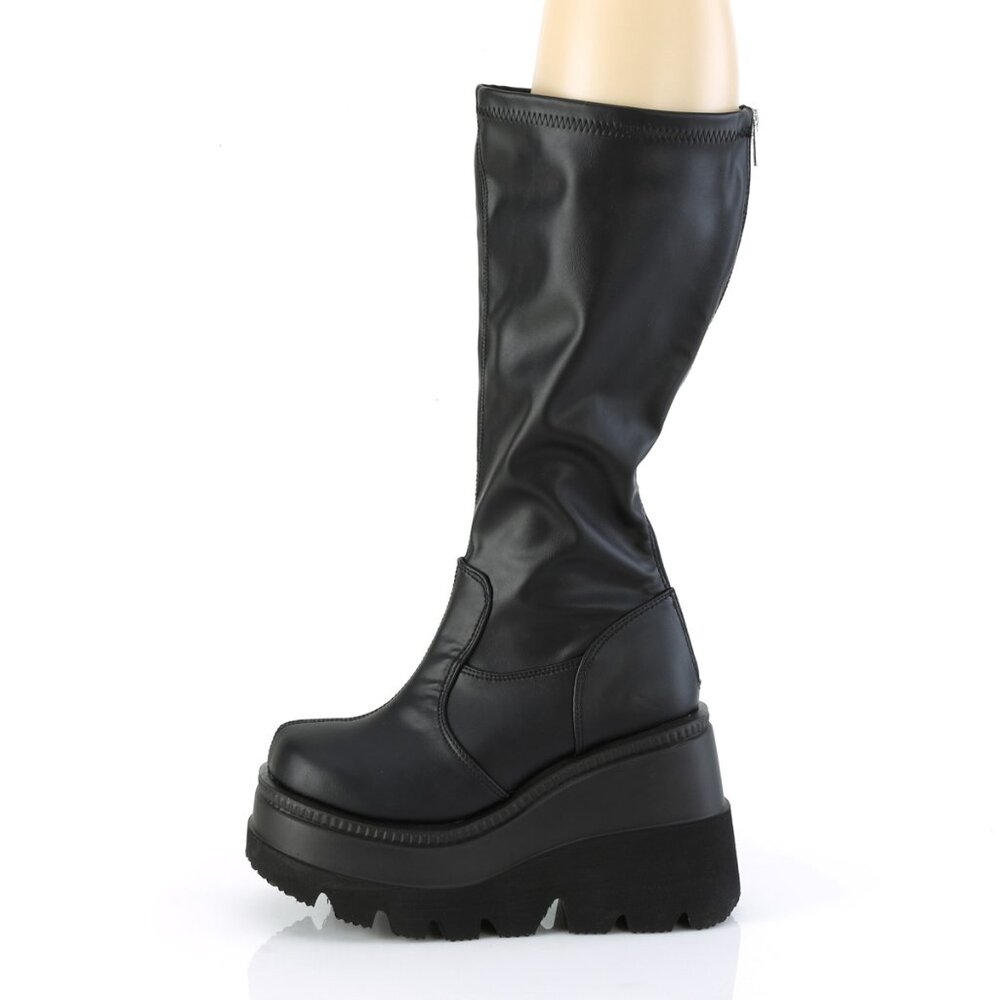 Demonia Shaker 65 Wide Calf Zip Up Black Platform Boots - Picture 5 of 5